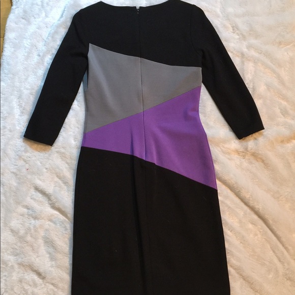 Small 2 Lisa Perry Pencil Dress Black Purple Gray - Picture 2 of 8